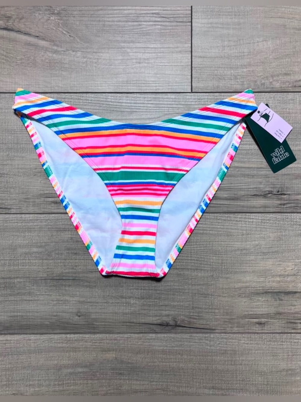 Wild Fable Juniors Low Rise Cheeky Striped Ribbed‎ Bikini Bottom M Colorful